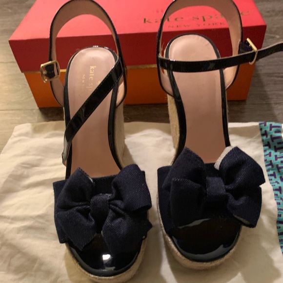kate spade Shoes - Kate Spade denim wedges with bow